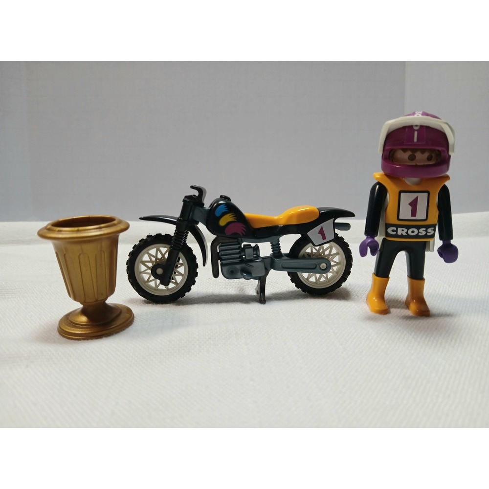Vintage Playmobil 3044 Moto-Cross Rider Set (1999) - Motorcycle & Figure